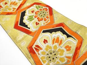 アンティーク　亀甲に華紋織り出し袋帯（着用可）